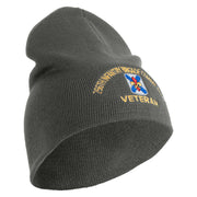 U.S. Army 256th Infantry Brigade Combat Team Symbol Embroidered 8 Inch Solid Knit Short Beanie Made in USA - Charcoal OSFM