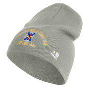 U.S. Army 256th Infantry Brigade Combat Team Symbol Embroidered 8 Inch Solid Knit Short Beanie Made in USA - Dk-Ash OSFM