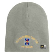 U.S. Army 256th Infantry Brigade Combat Team Symbol Embroidered 8 Inch Solid Knit Short Beanie Made in USA - Dk-Ash OSFM