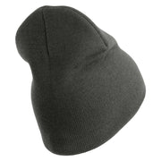 U.S. Army 442nd Infantry Regiment Symbol Embroidered 8 Inch Solid Knit Short Beanie Made in USA - Charcoal OSFM