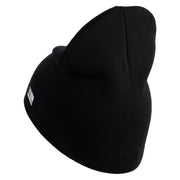 U.S. Army 442nd Infantry Regiment Symbol Embroidered 8 Inch Solid Knit Short Beanie Made in USA - Black OSFM