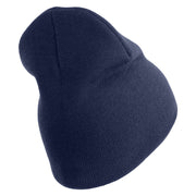 U.S. Army 442nd Infantry Regiment Symbol Embroidered 8 Inch Solid Knit Short Beanie Made in USA - Navy OSFM