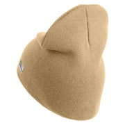 U.S. Army 442nd Infantry Regiment Symbol Embroidered 8 Inch Solid Knit Short Beanie Made in USA - Stone OSFM