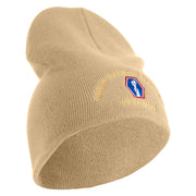 U.S. Army 442nd Infantry Regiment Symbol Embroidered 8 Inch Solid Knit Short Beanie Made in USA - Stone OSFM