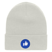 Give Thumbs Up Embroidered 12 Inch Long Knitted Beanie