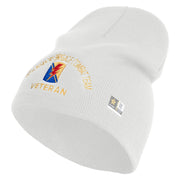 U.S. Army 79th Infantry Brigade Combat Team Symbol Embroidered 8 Inch Solid Knit Short Beanie Made in USA - White OSFM