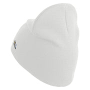 U.S. Army 79th Infantry Brigade Combat Team Symbol Embroidered 8 Inch Solid Knit Short Beanie Made in USA - White OSFM