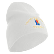 U.S. Army 79th Infantry Brigade Combat Team Symbol Embroidered 8 Inch Solid Knit Short Beanie Made in USA - White OSFM