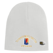 U.S. Army 79th Infantry Brigade Combat Team Symbol Embroidered 8 Inch Solid Knit Short Beanie Made in USA - White OSFM