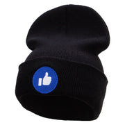 Give Thumbs Up Embroidered 12 Inch Long Knitted Beanie