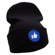 Give Thumbs Up Embroidered 12 Inch Long Knitted Beanie