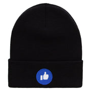 Give Thumbs Up Embroidered 12 Inch Long Knitted Beanie