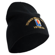 U.S. Army 79th Infantry Brigade Combat Team Symbol Embroidered 8 Inch Solid Knit Short Beanie Made in USA - Black OSFM