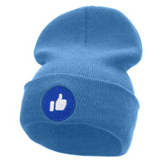 Give Thumbs Up Embroidered 12 Inch Long Knitted Beanie