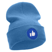 Give Thumbs Up Embroidered 12 Inch Long Knitted Beanie