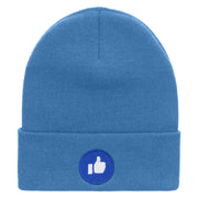 Give Thumbs Up Embroidered 12 Inch Long Knitted Beanie