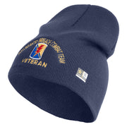 U.S. Army 79th Infantry Brigade Combat Team Symbol Embroidered 8 Inch Solid Knit Short Beanie Made in USA - Navy OSFM