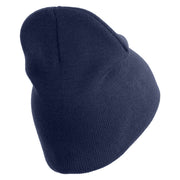 U.S. Army 79th Infantry Brigade Combat Team Symbol Embroidered 8 Inch Solid Knit Short Beanie Made in USA - Navy OSFM