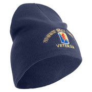 U.S. Army 79th Infantry Brigade Combat Team Symbol Embroidered 8 Inch Solid Knit Short Beanie Made in USA - Navy OSFM