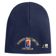 U.S. Army 79th Infantry Brigade Combat Team Symbol Embroidered 8 Inch Solid Knit Short Beanie Made in USA - Navy OSFM