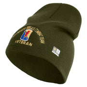 U.S. Army 79th Infantry Brigade Combat Team Symbol Embroidered 8 Inch Solid Knit Short Beanie Made in USA - Olive OSFM