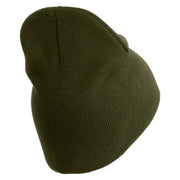 U.S. Army 79th Infantry Brigade Combat Team Symbol Embroidered 8 Inch Solid Knit Short Beanie Made in USA - Olive OSFM