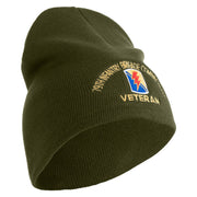 U.S. Army 79th Infantry Brigade Combat Team Symbol Embroidered 8 Inch Solid Knit Short Beanie Made in USA - Olive OSFM