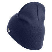 U.S. Army 13th Airborne Divison Symbol Embroidered 8 Inch Solid Knit Short Beanie Made in USA - Navy OSFM