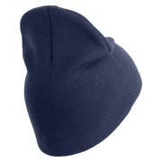 U.S. Army 13th Airborne Divison Symbol Embroidered 8 Inch Solid Knit Short Beanie Made in USA - Navy OSFM