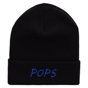 Pops Embroidered 12 Inch Long Knitted Beanie