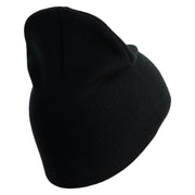 U.S. Army 13th Airborne Divison Symbol Embroidered 8 Inch Solid Knit Short Beanie Made in USA - Black OSFM