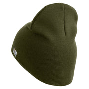 U.S. Army 13th Airborne Divison Symbol Embroidered 8 Inch Solid Knit Short Beanie Made in USA - Olive OSFM