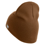 U.S. Army 13th Airborne Divison Symbol Embroidered 8 Inch Solid Knit Short Beanie Made in USA - Coyote-Brown OSFM
