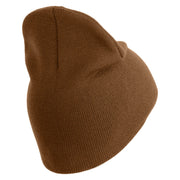 U.S. Army 13th Airborne Divison Symbol Embroidered 8 Inch Solid Knit Short Beanie Made in USA - Coyote-Brown OSFM