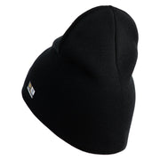 U.S. Army Airborne Command Symbol Embroidered 8 Inch Solid Knit Short Beanie Made in USA - Black OSFM