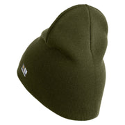 U.S. Army Airborne Command Symbol Embroidered 8 Inch Solid Knit Short Beanie Made in USA - Olive OSFM