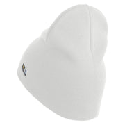 U.S. Army Airborne Command Symbol Embroidered 8 Inch Solid Knit Short Beanie Made in USA - White OSFM