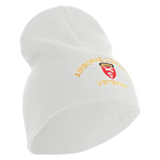 U.S. Army Airborne Command Symbol Embroidered 8 Inch Solid Knit Short Beanie Made in USA - White OSFM
