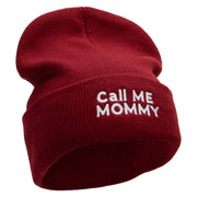 Call Me Mommy Embroidered 12 Inch Long Knitted Beanie