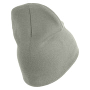 U.S. Army Air Force Symbol Embroidered 8 Inch Solid Knit Short Beanie Made in USA - Dk-Ash OSFM