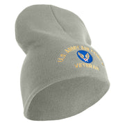 U.S. Army Air Force Symbol Embroidered 8 Inch Solid Knit Short Beanie Made in USA - Dk-Ash OSFM