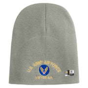 U.S. Army Air Force Symbol Embroidered 8 Inch Solid Knit Short Beanie Made in USA - Dk-Ash OSFM