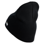 U.S. Army Air Force Symbol Embroidered 8 Inch Solid Knit Short Beanie Made in USA - Black OSFM