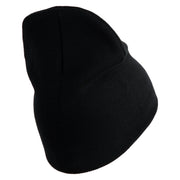 U.S. Army Air Force Symbol Embroidered 8 Inch Solid Knit Short Beanie Made in USA - Black OSFM