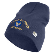 U.S. Army Air Force Symbol Embroidered 8 Inch Solid Knit Short Beanie Made in USA - Navy OSFM