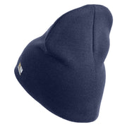 U.S. Army Air Force Symbol Embroidered 8 Inch Solid Knit Short Beanie Made in USA - Navy OSFM