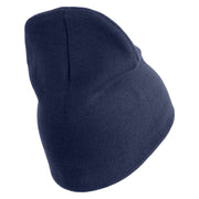 U.S. Army Air Force Symbol Embroidered 8 Inch Solid Knit Short Beanie Made in USA - Navy OSFM