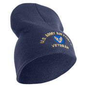 U.S. Army Air Force Symbol Embroidered 8 Inch Solid Knit Short Beanie Made in USA - Navy OSFM