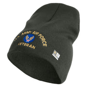 U.S. Army Air Force Symbol Embroidered 8 Inch Solid Knit Short Beanie Made in USA - graphite OSFM
