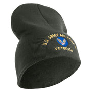 U.S. Army Air Force Symbol Embroidered 8 Inch Solid Knit Short Beanie Made in USA - graphite OSFM